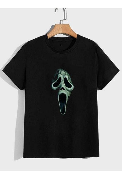 makiteks Μπλουζάκι Oversize Scream, εμπριμέ μαύρο και Unisex Crew λαιμόκοψη