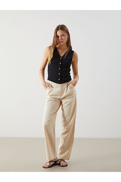 LC Waikiki New Season V-Neck Textured Women's Vest - S5H831Z8