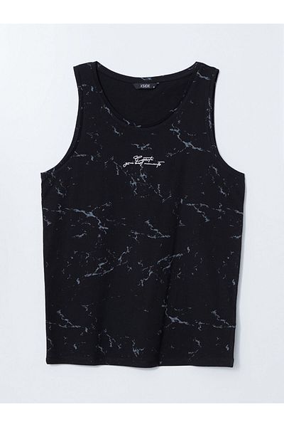 LC Waikiki Xside Black Crew Neck Printed Men's Sleeveless T-Shirt