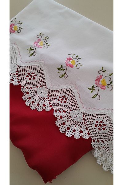 Papatyam Hand Knitted - Skirt 210X100 Cotton Thread Lace/Machine Work Hand Work Lace/Vintage/Dowry