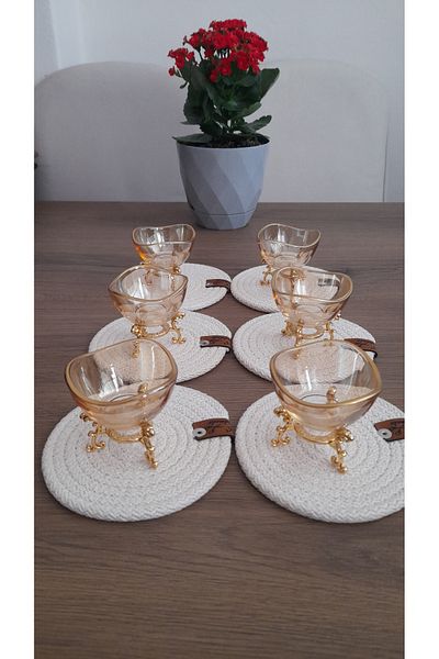 umut züccaciye Coffee Side Turkish Delight Sugar Bowl Gold Footed Modern Design 6 Pieces