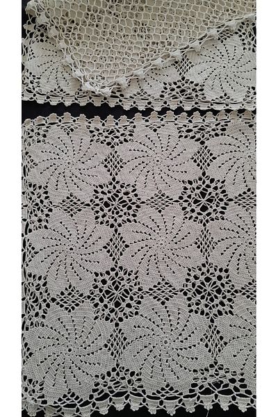 Papatyam 2 Pieces 32X32 Dirty Crochet Hand Knitted Vintage Dowry Lace