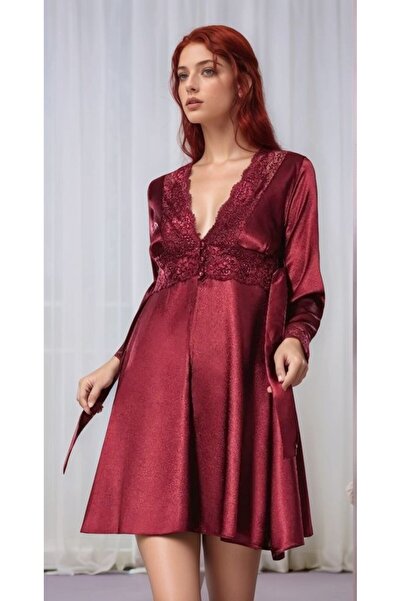 Loule Kadın Ev Giyim & İç Giyim Bordo 6'lı Saten Çeyizlik Set LL.A1.L2.I10.07