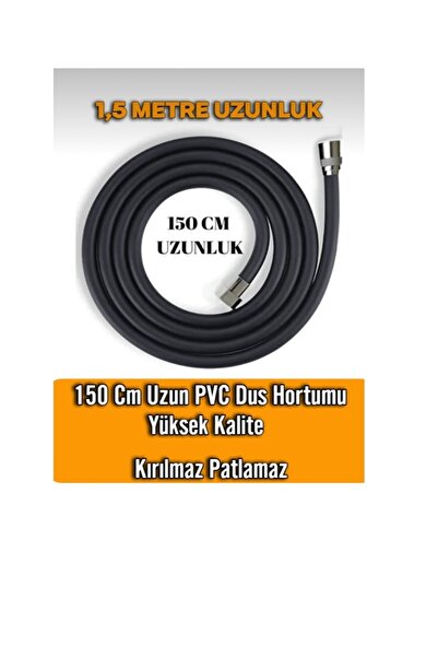 abnturk Kopmaz Patlamaz Ömür Boyu Garantili Siyah Renk Banyo Duş Hortumu Spir...