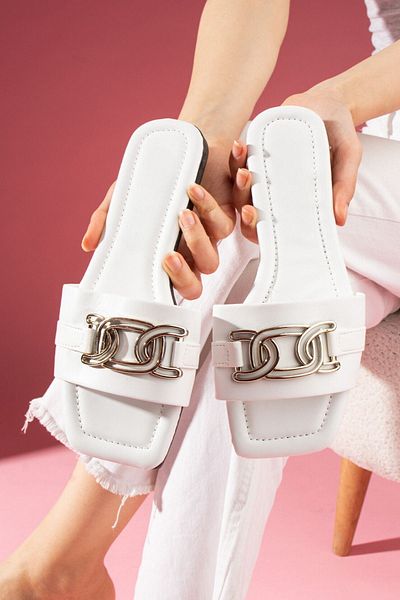 FUGA MODA Papuci Camila White Catarama Aur