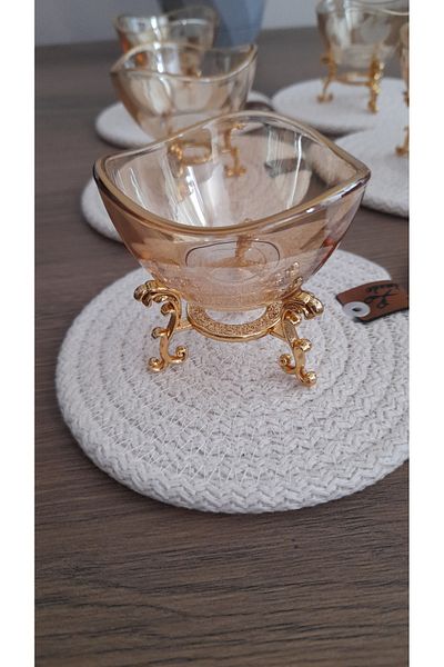 umut züccaciye Coffee Side Turkish Delight Sugar Bowl Gold Footed Modern Design 6 Pieces