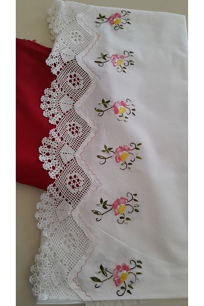 Papatyam Hand Knitted - Skirt 210X100 Cotton Thread Lace/Machine Work Hand Work Lace/Vintage/Dowry