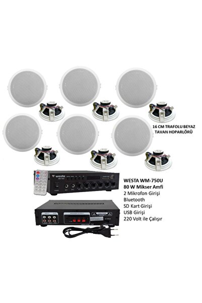 Westa Anfi Tavan Hoparlör Mağaza Ses Sistemi 6'lı Beyaz