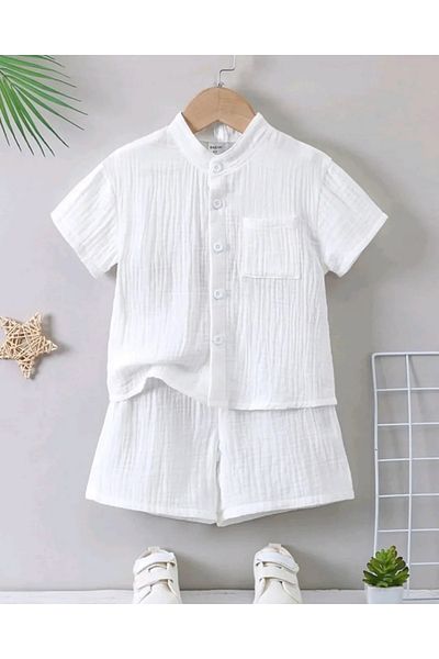 FLOWER BABY Unisex Double Layer Muslin Fabric Baby Child Bottom Top Set