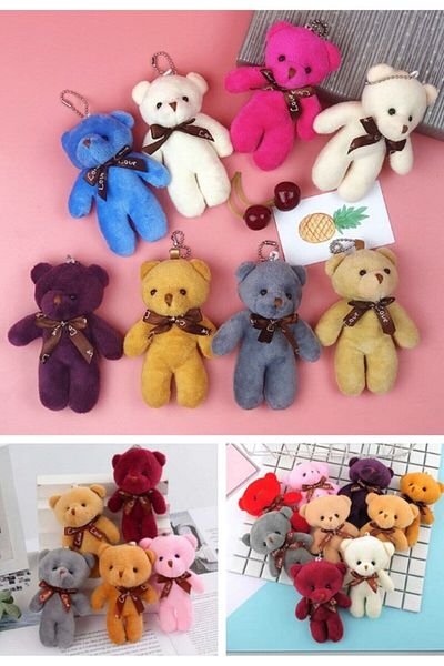 Lexi Bella Plush Teddy Bear Set - 11 cm Mini Soft Mixed Color Bag Accessory 6 Pieces