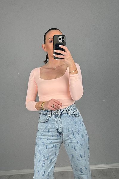 lady special Square Neck Long Sleeve Lycra Body