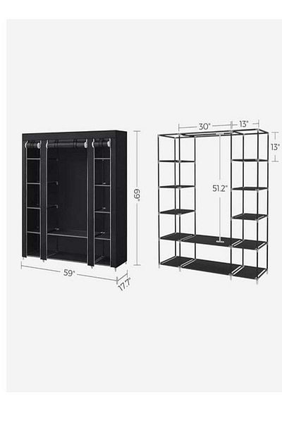 Cady One Foldable cloth wardrobe and luggage organizer with hanging rods and clothes rack