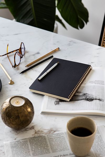 PAPERORA A5 Black Kraft Cardboard Cover 70 Sheets 110 Gram Ruled Notepad