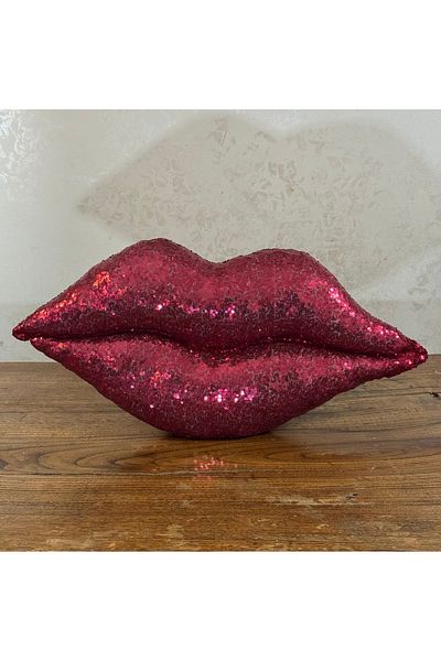 happyteks boutique Fuchsia Sequin Lip Pillow