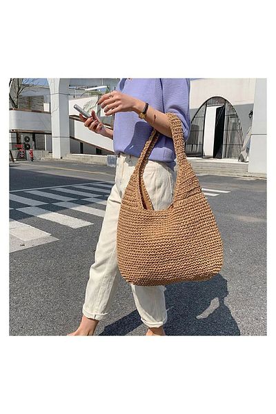 FASHION COCKTAIL Плажна чанта за през рамо с двойна дебела подплата и цип с цип