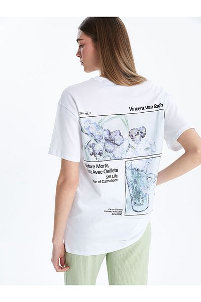 LC Waikiki Tricou pentru femei cu imprimeu Vincent Van Gogh de sezon nou - S5FA55Z8
