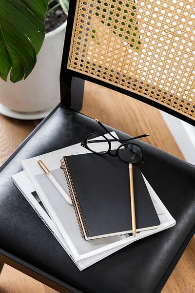 PAPERORA A5 Black Kraft Cardboard Cover 70 Sheets 110 Grams Checkered Notepad