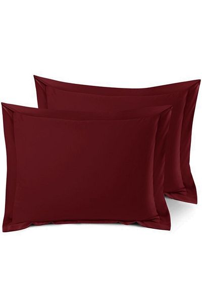 Kotonia Home Set of 2 Pillowcases Damask Satin Deluxe - 100% Cotton, 50x70 Cm, Burgundy