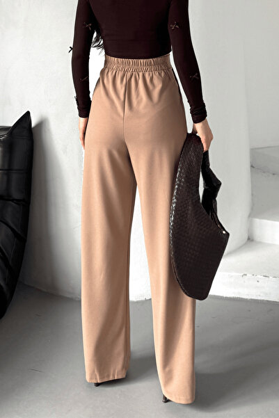 Paw Garage Γυναικείο ύφασμα Sophia με ψηλόμεσο ελαστικό πίσω μέρος και κρυφό φερμουάρ στο πλάι παντελόνι palazzo