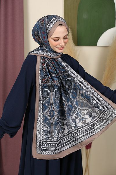 aldyoo Retro Ethnic Cotton Shawl Blue Sulcus and Milk