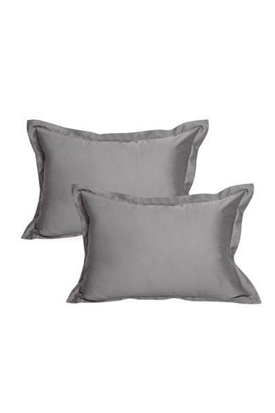 Kotonia Home Set of 2 Deluxe Satin Damask Pillowcases - 100% Cotton, 70x70 Cm, Taupe Grey