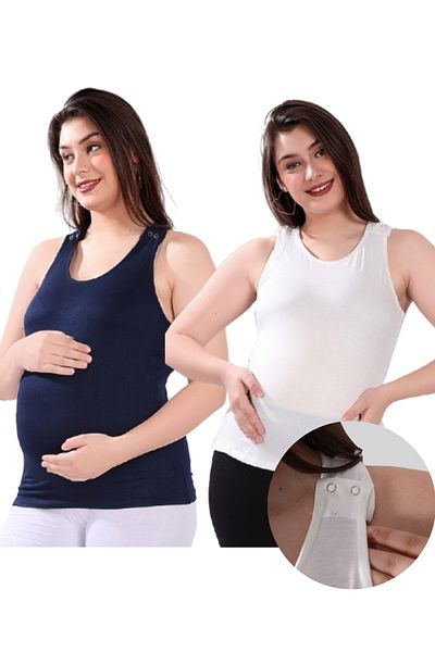 Tummy Pack of 2 Soft & Comfortable Maternity & Nursing Tank Tops for Women