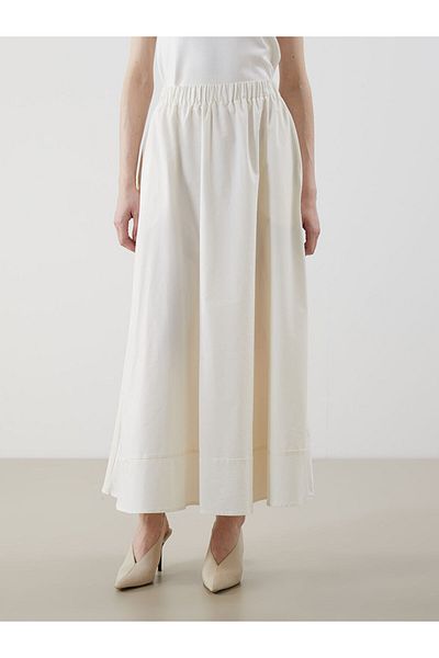 LC Waikiki LCW Modest Popeline ausgestellter Rock mit elastischer Taille