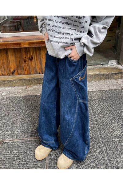 1blood Темно-сині мішкуваті джинсові штани з кишенею кенгуру