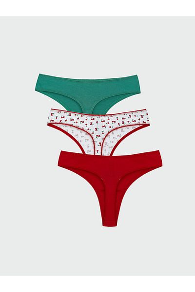 LC Waikiki Lcw Dream Ecru Patterned Thong Panties 3 Pack