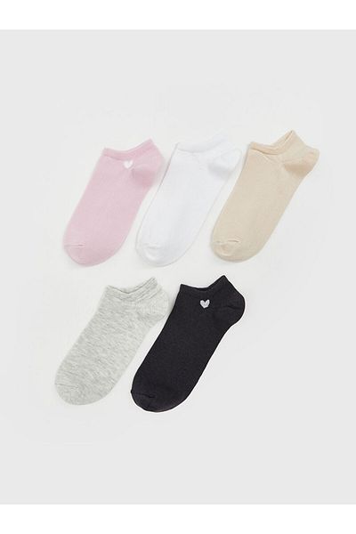 LC Waikiki Pink Printed Women's Sneaker Socks 5 Pack