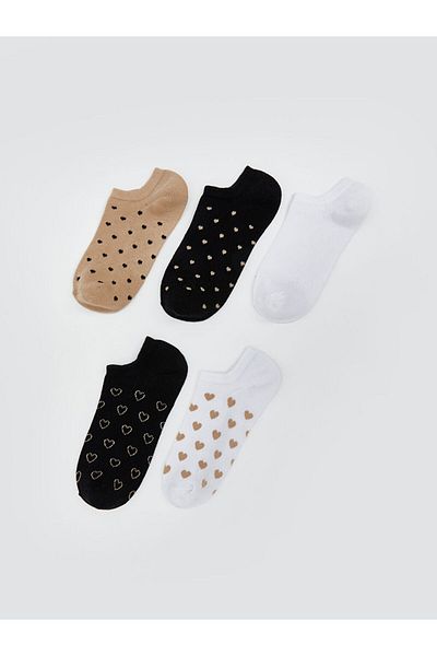 LC Waikiki Lcw Dream Gray Printed Women's Booties Socks 5-Pack