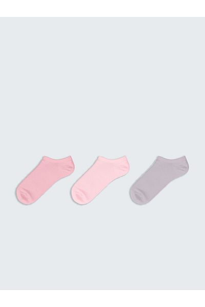 LC Waikiki Pink Women's Flat Sneaker Socks 3-Piece