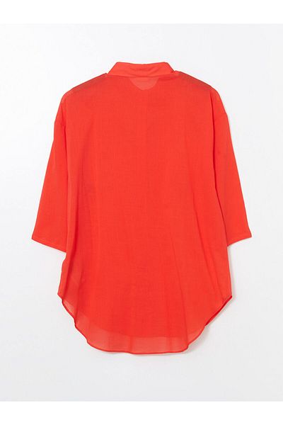 LC Waikiki Lcw Dream Coral Shirt Collar Women Beach Dress