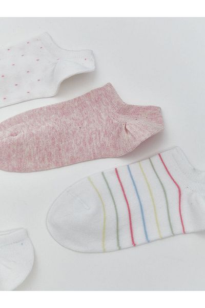 LC Waikiki Ecru Patterned Women's Sneaker Socks 5-Piece