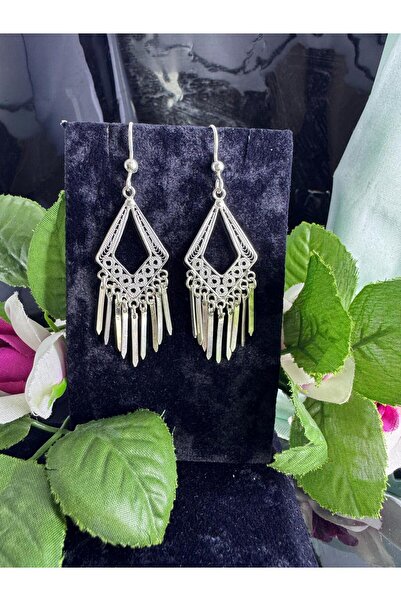 Sahra Gümüş Piramit sallantılı model 925 ayar telkari gümüş küpe