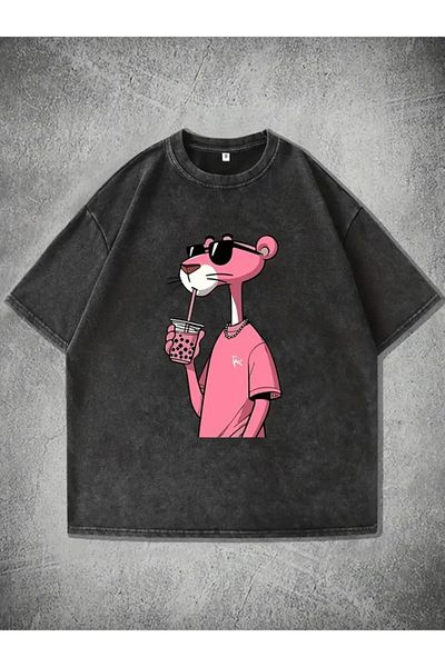 Gofeel Μπλουζάκι με κοντό μανίκι Unisex με λεπτομέρεια ροζ πάνθηρα
