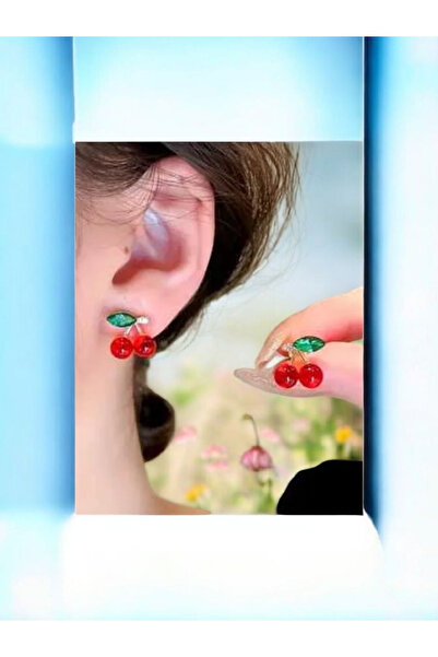 zeynep Z&D Accessory 316L Gold Çelik Kararmaz Kiraz Küpe