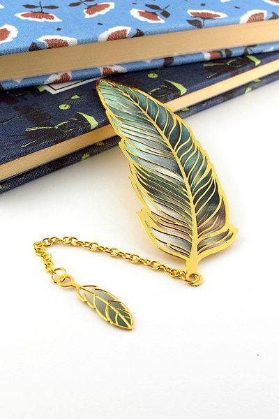 Solfera pene turceze de pasăre verde cu cititor Hokka din metal vintage și lanț AY034