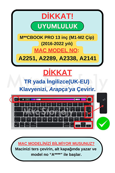 Mcstorey Arapça Klavye Macbook Pro Kılıf Klavye Koruyucu 13inç M1 M2 Çip A2289 A2251 A2338 A2141 Ile Uyumlu