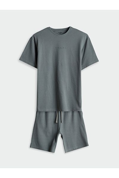 LC Waikiki Green Standard Mold Men's Shorts Pajamas Set