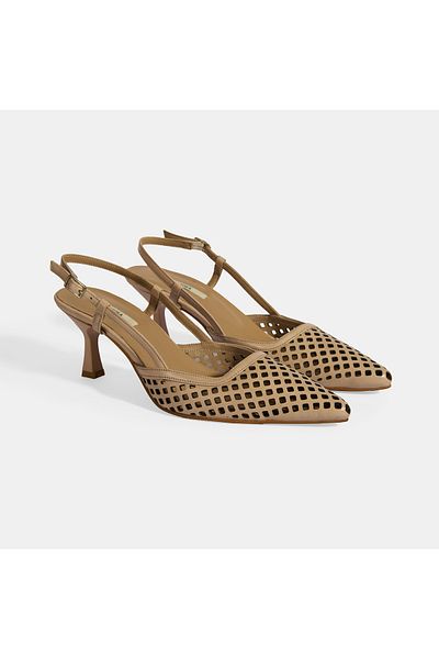 Desa Ten Women's Perforated Slingback Leather Heeled Shoes