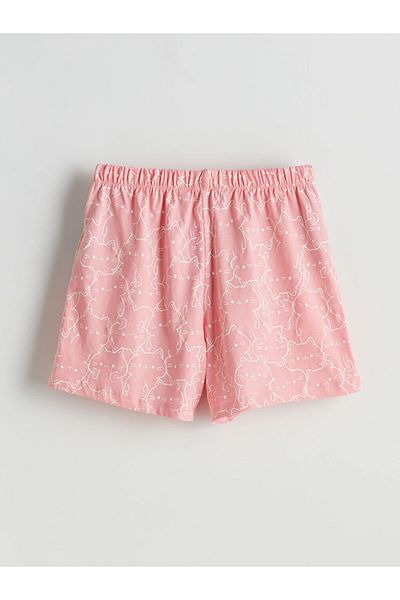 LC Waikiki Pantaloni scurți pentru femei LCW Young Pink cu talie elastică cu imprimeu