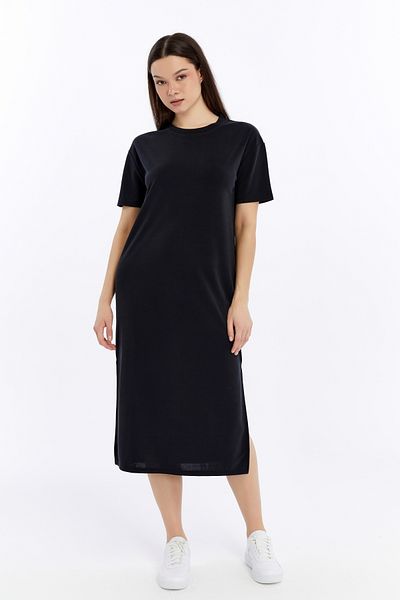 Maison La Femme Rochie maxi pentru femei - în stil largi cu mâneci scurte și detalii