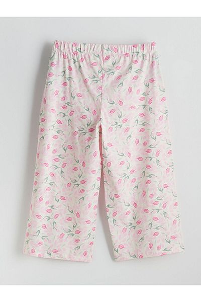 LC Waikiki LCW DREAM Ecru Elastic Waist Floral Γυναικείο Πιτζάμες Κάπρι