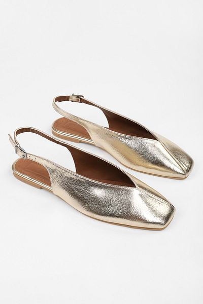 Shoeberry Damskie baleriny Noya Gold Shiny