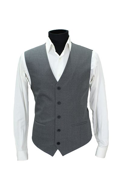 MENTOR REGALO Plaid Regular Fit V-Neck Gray Black Vest