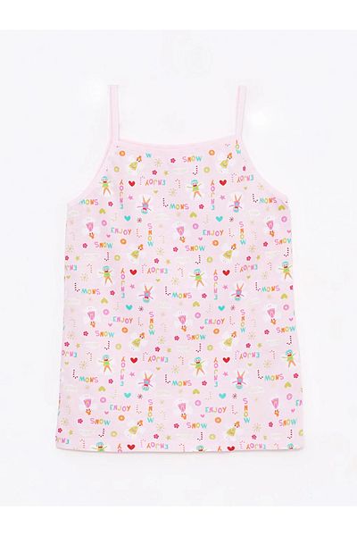 LC Waikiki LCW Kids Pink Square Collar με εμπριμέ λουράκι Βαμβακερό εσώρουχο και μπόξερ για κορίτσια