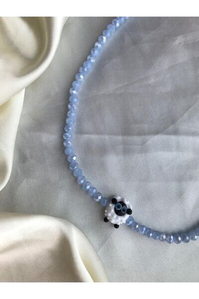 PEONY peonyofficiall Kuzu Cam Murano Buz Mavi Kristal Detaylı Kolye Kararmaz ...