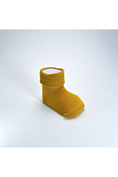 Akface Organik Pamuk -Terletmez- Düz Kıvrık Yenidoğan Kız Erkek Bebek ve Çocuk Çorabı 5li Set