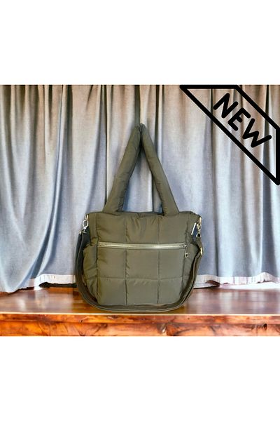 Nuggita Women's Khaki Speciale Quadrato Puffer Bag Shoulder Bag